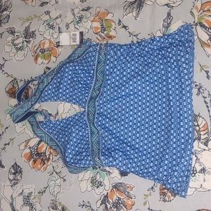 Jantzen swim suit tankini boho tribal ruched tummy control 12 L XL blue white